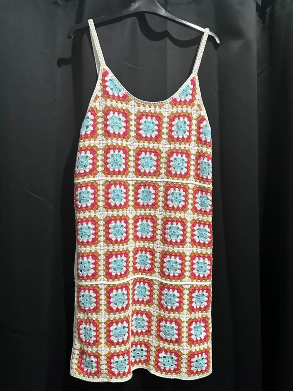 Crochet Willow & Wind Multicolor Slip Dress Size M 70s Style Festival - Picture 4 of 9